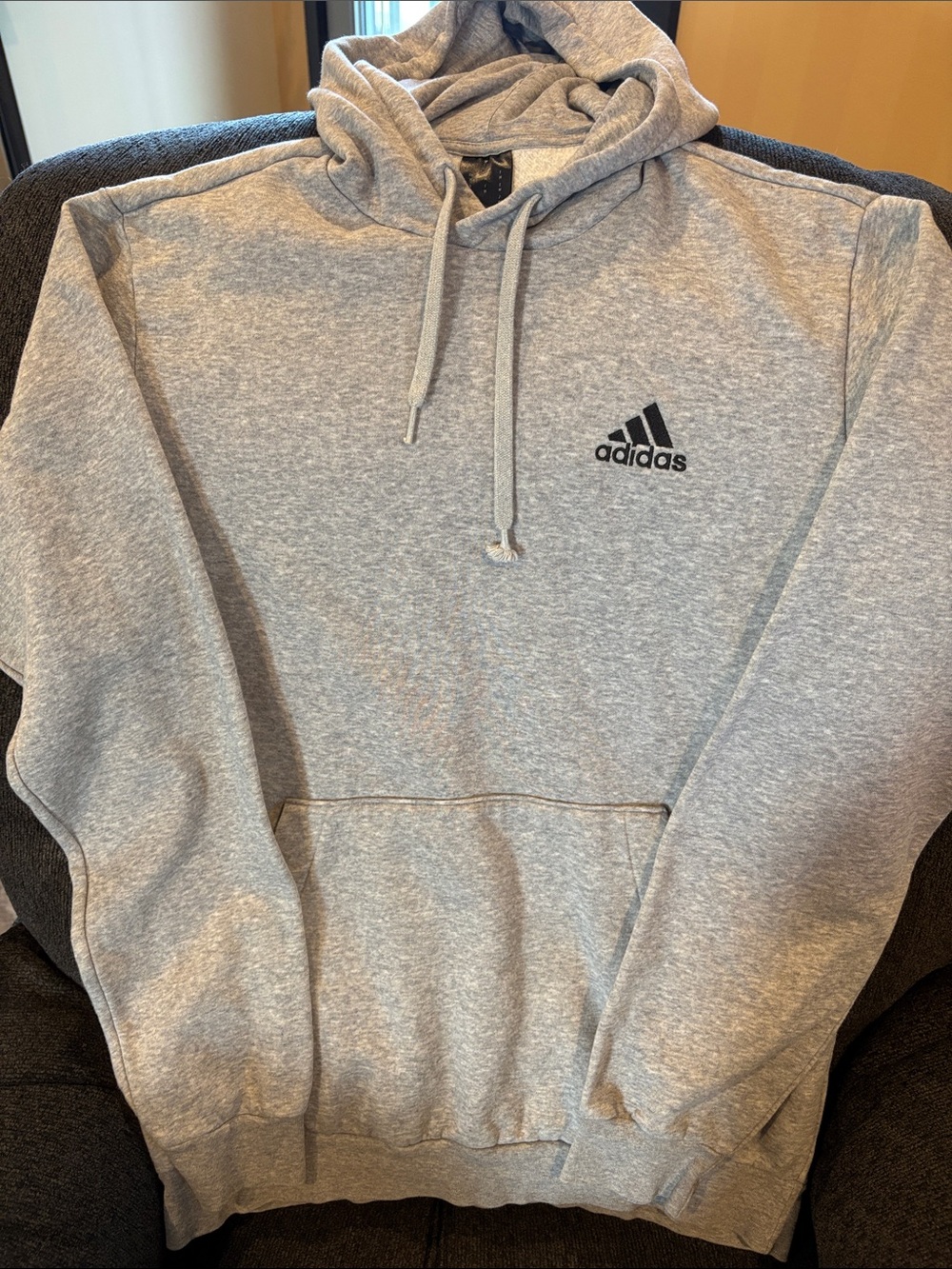 adidas Light Gray Pullover Hoodie with Logo